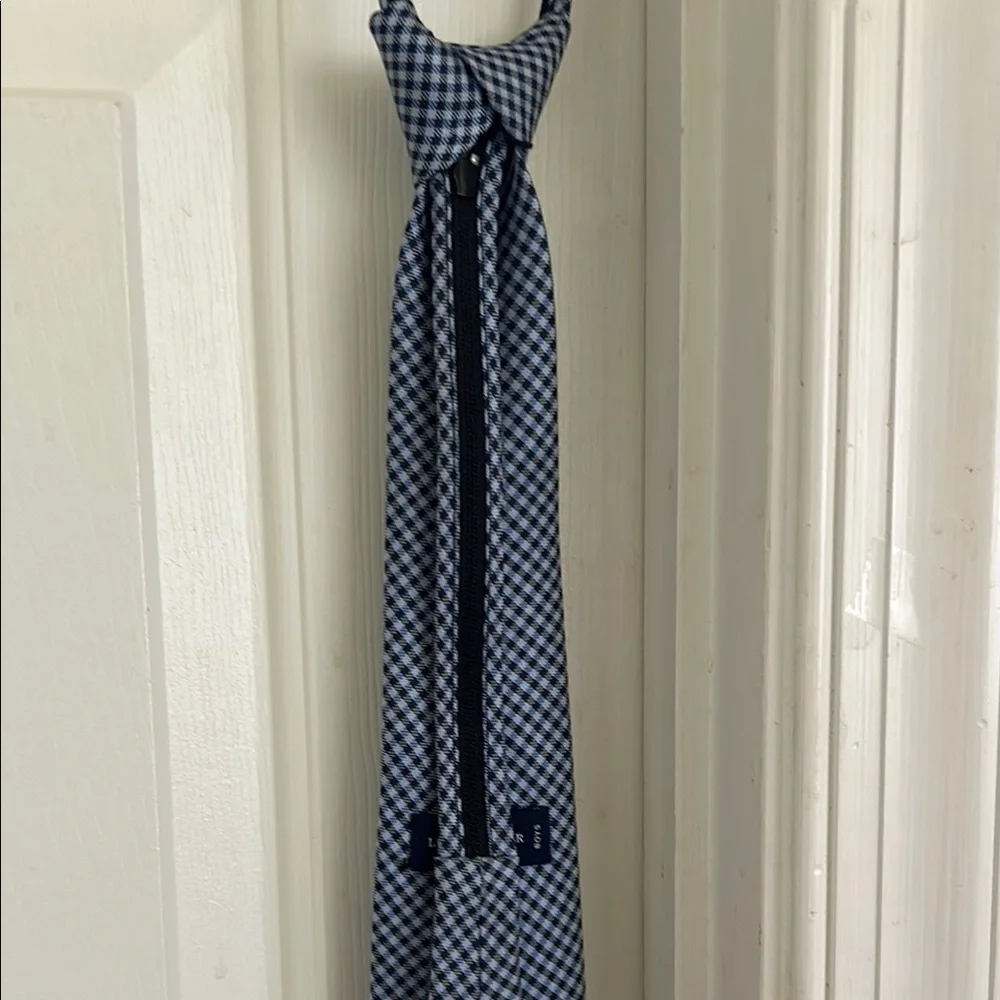 Little Boys Self-Tied Blue Patterned Zipper Necktie